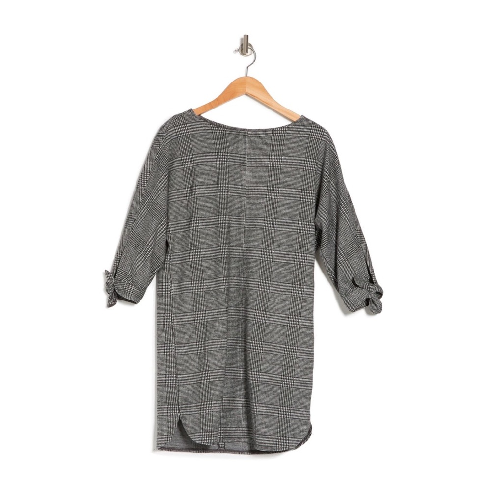 Max Studio Glen Plaid Self-Tie Sleeve Dress